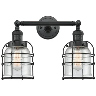 Innovations Lighting Franklin Bell Cage 16" 2-light Matte Black Bath Light W/ Seedy Shade
