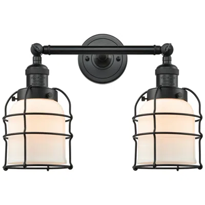 Innovations Lighting Franklin Bell Cage 16" 2-light Matte Black Bath Light W/ White Shade
