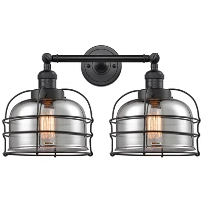 Innovations Lighting Franklin Bell Cage 19" 2-light Matte Black Bath Light W/ Smoke Shade