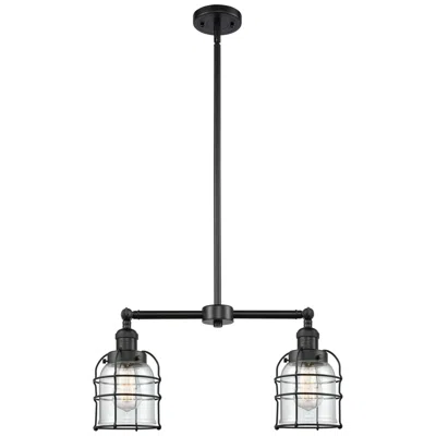 Innovations Lighting Franklin Bell Cage 21" Wide 2 Light Matte Black Island Light W/ Clear