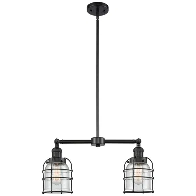 Innovations Lighting Franklin Bell Cage 21" Wide 2 Light Matte Black Island Light W/ Seedy