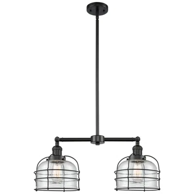 Innovations Lighting Franklin Bell Cage 24" 2-light Matte Black Island Light W/ Seedy Shade