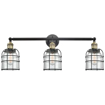 Innovations Lighting Franklin Bell Cage 31" 3-light Black Brass Bath Light W/ Clear Shade