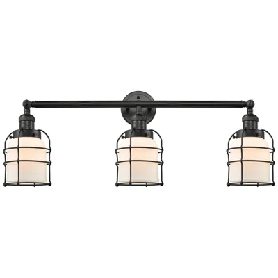 Innovations Lighting Franklin Bell Cage 31" 3-light Matte Black Bath Light W/ White Shade