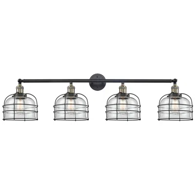 Innovations Lighting Franklin Bell Cage 44"w 4 Light Black Brass Bath Light W/ Clear Shade