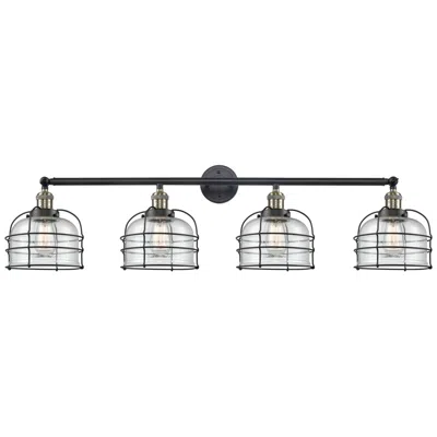 Innovations Lighting Franklin Bell Cage 44"w 4 Light Black Brass Bath Light W/ Seedy Shade