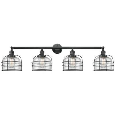 Innovations Lighting Franklin Bell Cage 44"w 4 Light Matte Black Bath Light W/ Seedy Shade
