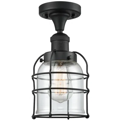 Innovations Lighting Franklin Bell Cage 5" Wide Matte Black Semi Flush Mount W/ Clear Shade