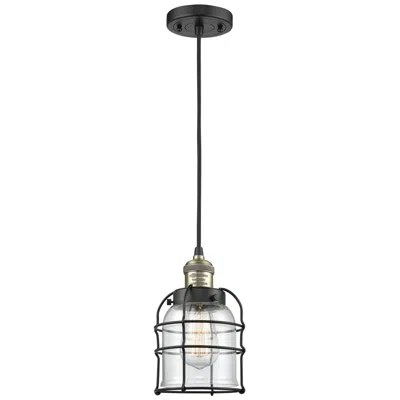 Innovations Lighting Franklin Bell Cage 6" Black Brass Corded Mini Pendant W/ Clear Shade