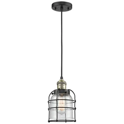 Innovations Lighting Franklin Bell Cage 6" Black Brass Corded Mini Pendant W/ Seedy Shade