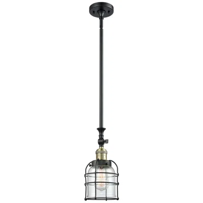 Innovations Lighting Franklin Bell Cage 6"w Black Brass Stem Hung Mini Pendant W/ Clear Sha