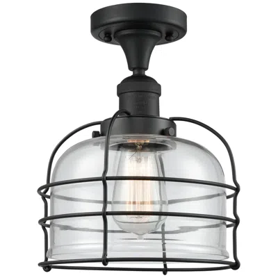 Innovations Lighting Franklin Bell Cage 8" Wide Matte Black Semi Flush Mount W/ Clear Shade