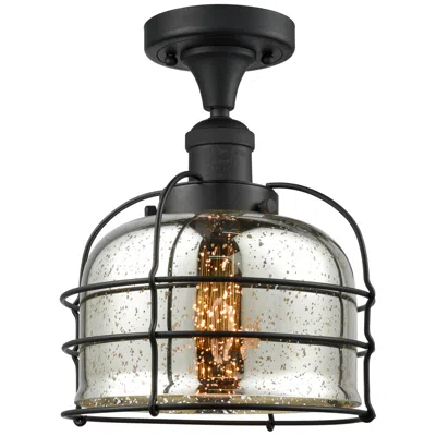 Innovations Lighting Franklin Bell Cage 8"w Matte Black Semi Flush Mount W/ Mercury Shade
