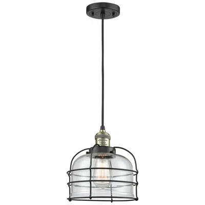 Innovations Lighting Franklin Bell Cage 9" Black Brass Corded Mini Pendant W/ Clear Shade