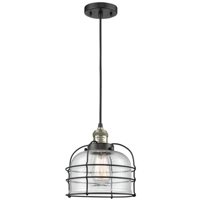 Innovations Lighting Franklin Bell Cage 9" Black Brass Corded Mini Pendant W/ Seedy Shade