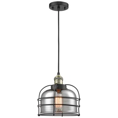 Innovations Lighting Franklin Bell Cage 9" Black Brass Corded Mini Pendant W/ Smoke Shade