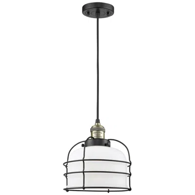Innovations Lighting Franklin Bell Cage 9" Black Brass Corded Mini Pendant W/ White Shade