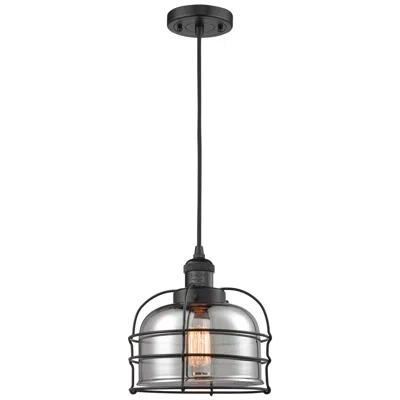 Innovations Lighting Franklin Bell Cage 9" Matte Black Corded Mini Pendant W/ Smoke Shade