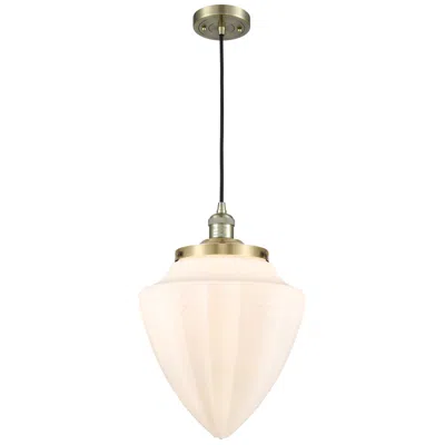 Innovations Lighting Franklin Bullet 12"w Brass Corded Mini Pendant W/ White Shade
