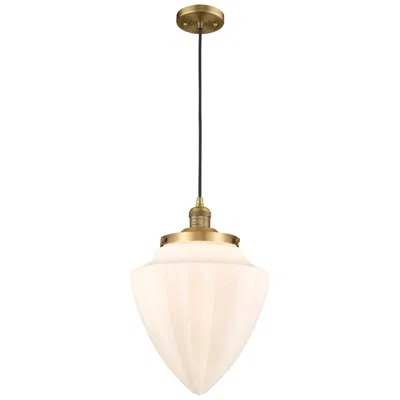 Innovations Lighting Franklin Bullet 12"w Brushed Brass Corded Mini Pendant W/ White Shade