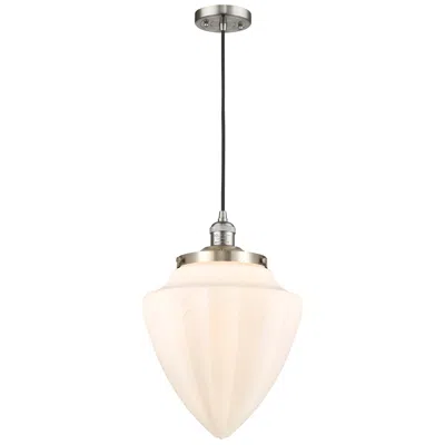 Innovations Lighting Franklin Bullet 12"w Brushed Nickel Corded Mini Pendant W/ White Shade