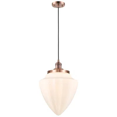Innovations Lighting Franklin Bullet 12"w Copper Corded Mini Pendant W/ White Shade