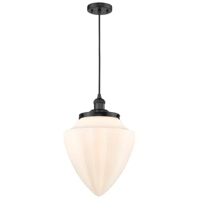 Innovations Lighting Franklin Bullet 12"w Matte Black Corded Mini Pendant W/ White Shade
