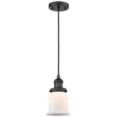 Innovations Lighting Franklin Canton 5" Matte Black Corded Mini Pendant W/ White Shade