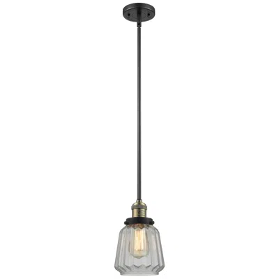 Innovations Lighting Franklin Chatham 7" Black Brass Stemmed Mini Pendant W/ Clear Shade