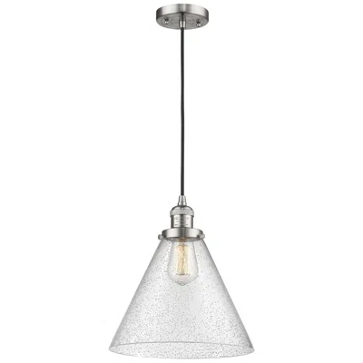 Innovations Lighting Franklin Cone 12" Brushed Nickel Corded Mini Pendant W/ Seedy Shade