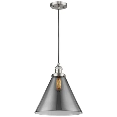 Innovations Lighting Franklin Cone 12" Brushed Nickel Corded Mini Pendant W/ Smoke Shade