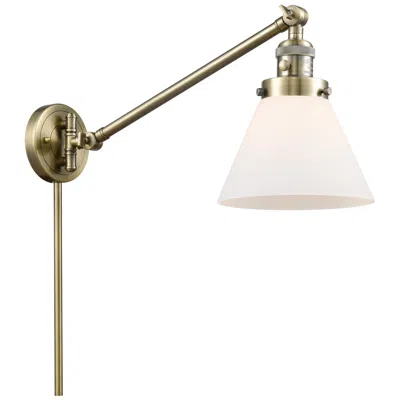 Innovations Lighting Franklin Cone 25" High Antique Brass Swing Arm W/ Matte White Shade