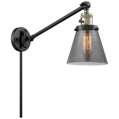Innovations Lighting Franklin Cone 25" High Black Brass Swing Arm W/ Plated Smoke Shade