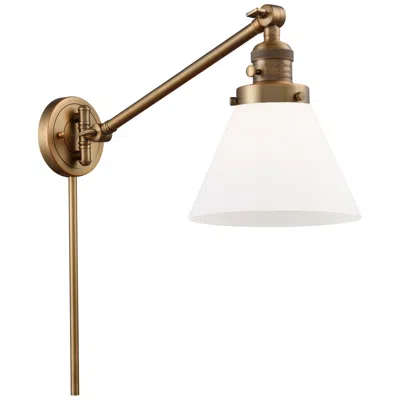Innovations Lighting Franklin Cone 25" High Brushed Brass Swing Arm W/ Matte White Shade