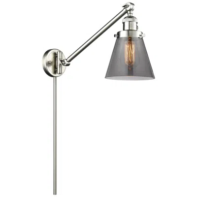 Innovations Lighting Franklin Cone 25" High Brushed Satin Nickel Swing Arm W/ Plated Smoke