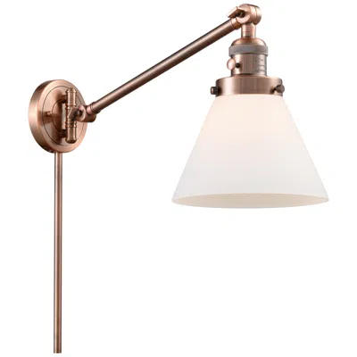 Innovations Lighting Franklin Cone 25" High Copper Swing Arm W/ Matte White Shade