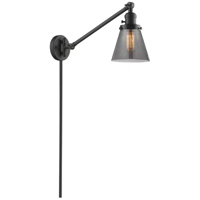 Innovations Lighting Franklin Cone 25" High Oil Rubbed Bronze Swing Arm W/ Plated Smoke Sha
