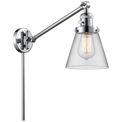 Innovations Lighting Franklin Cone 25" High Polished Chrome Swing Arm W/ Clear Shade
