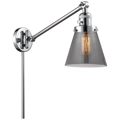 Innovations Lighting Franklin Cone 25" High Polished Chrome Swing Arm W/ Plated Smoke Shade