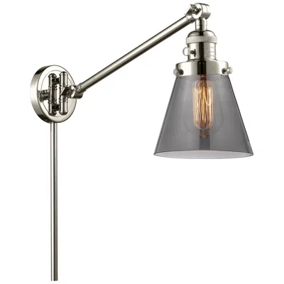Innovations Lighting Franklin Cone 25" High Polished Nickel Swing Arm W/ Plated Smoke Shade In Silver