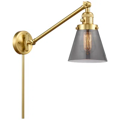 Innovations Lighting Franklin Cone 25" High Satin Gold Swing Arm W/ Plated Smoke Shade