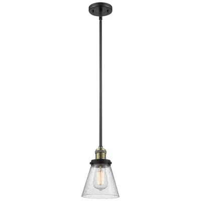 Innovations Lighting Franklin Cone 6" Black Brass Stemmed Mini Pendant W/ Seedy Shade
