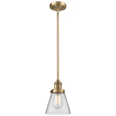 Innovations Lighting Franklin Cone 6" Brushed Brass Stemmed Mini Pendant W/ Clear Shade