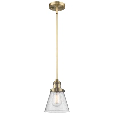Innovations Lighting Franklin Cone 6" Brushed Brass Stemmed Mini Pendant W/ Seedy Shade
