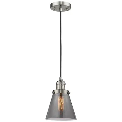 Innovations Lighting Franklin Cone 6" Brushed Nickel Corded Mini Pendant W/ Smoke Shade