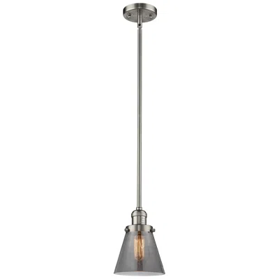 Innovations Lighting Franklin Cone 6" Brushed Nickel Stemmed Mini Pendant W/ Smoke Shade