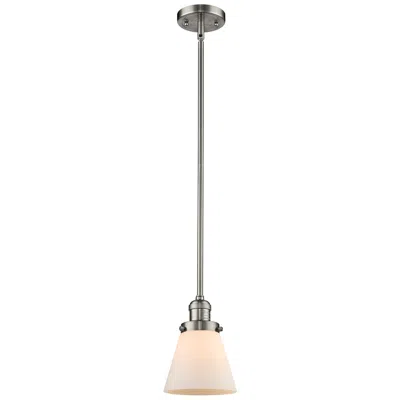 Innovations Lighting Franklin Cone 6" Brushed Nickel Stemmed Mini Pendant W/ White Shade