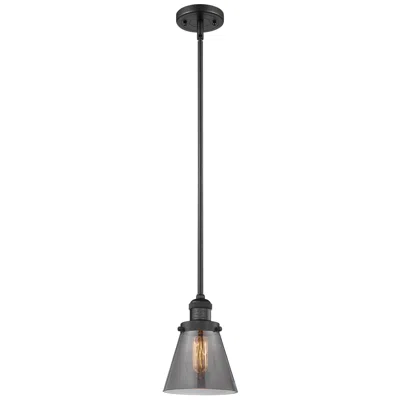 Innovations Lighting Franklin Cone 6" Matte Black Stemmed Mini Pendant W/ Smoke Shade