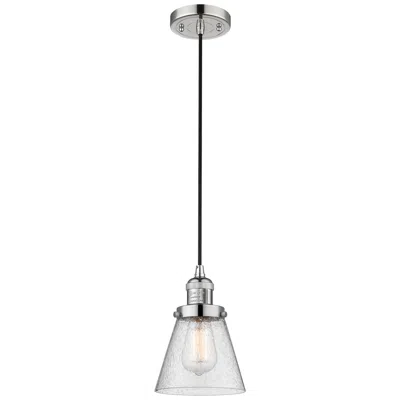 Innovations Lighting Franklin Cone 6" Polished Nickel Corded Mini Pendant W/ Seedy Shade
