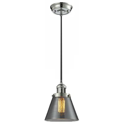 Innovations Lighting Franklin Cone 6" Polished Nickel Corded Mini Pendant W/ Smoke Shade